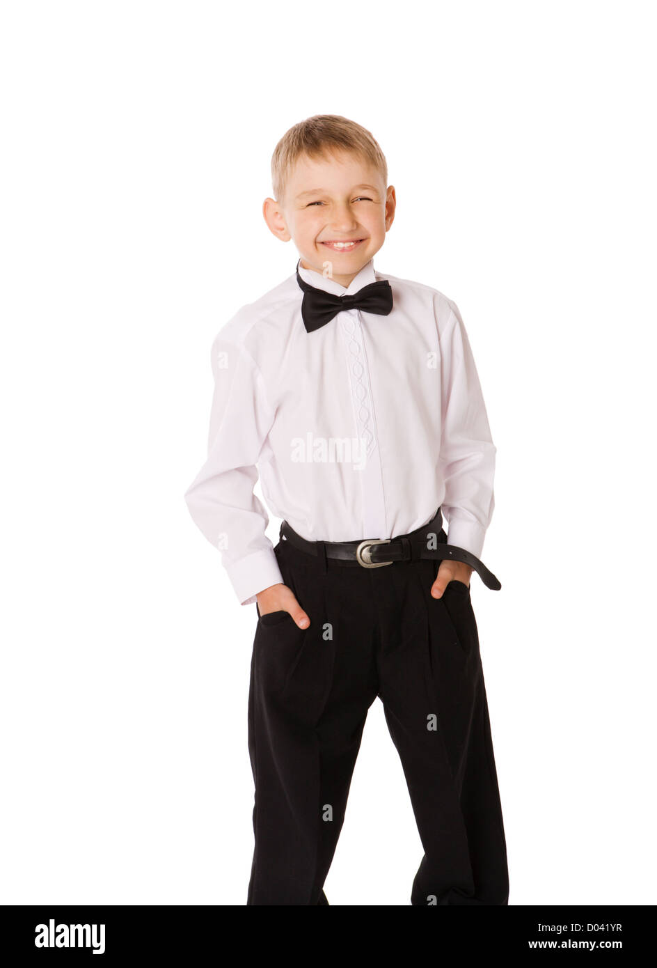 Happy blond boy smiling isolated on white Stock Photo - Alamy