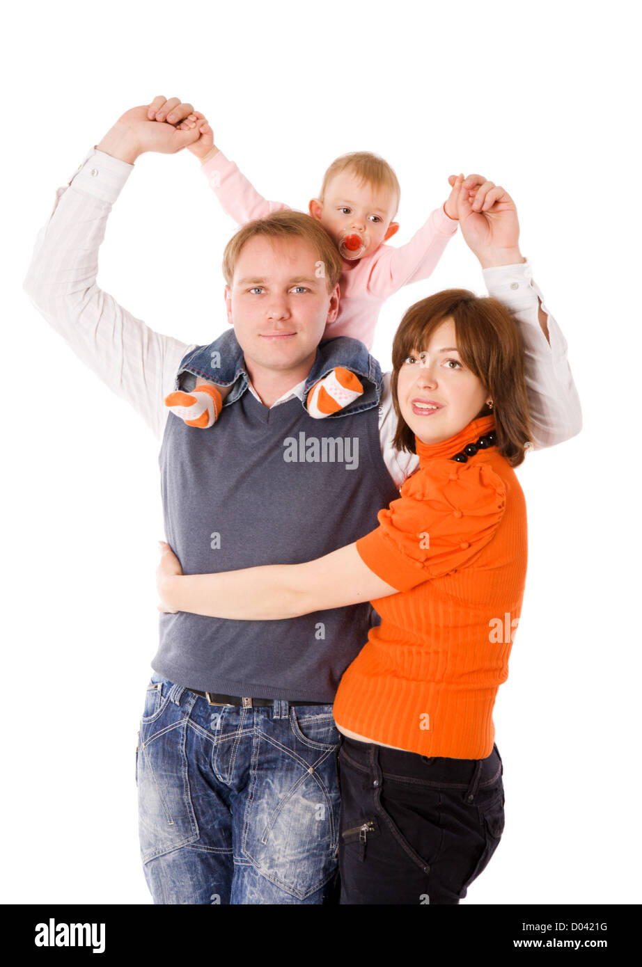 Happy Family posing together isolated on white Stock Photo - Alamy