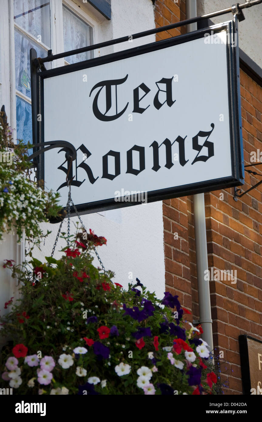 Tea Rooms sign written in graphic gothic script Stock Photo