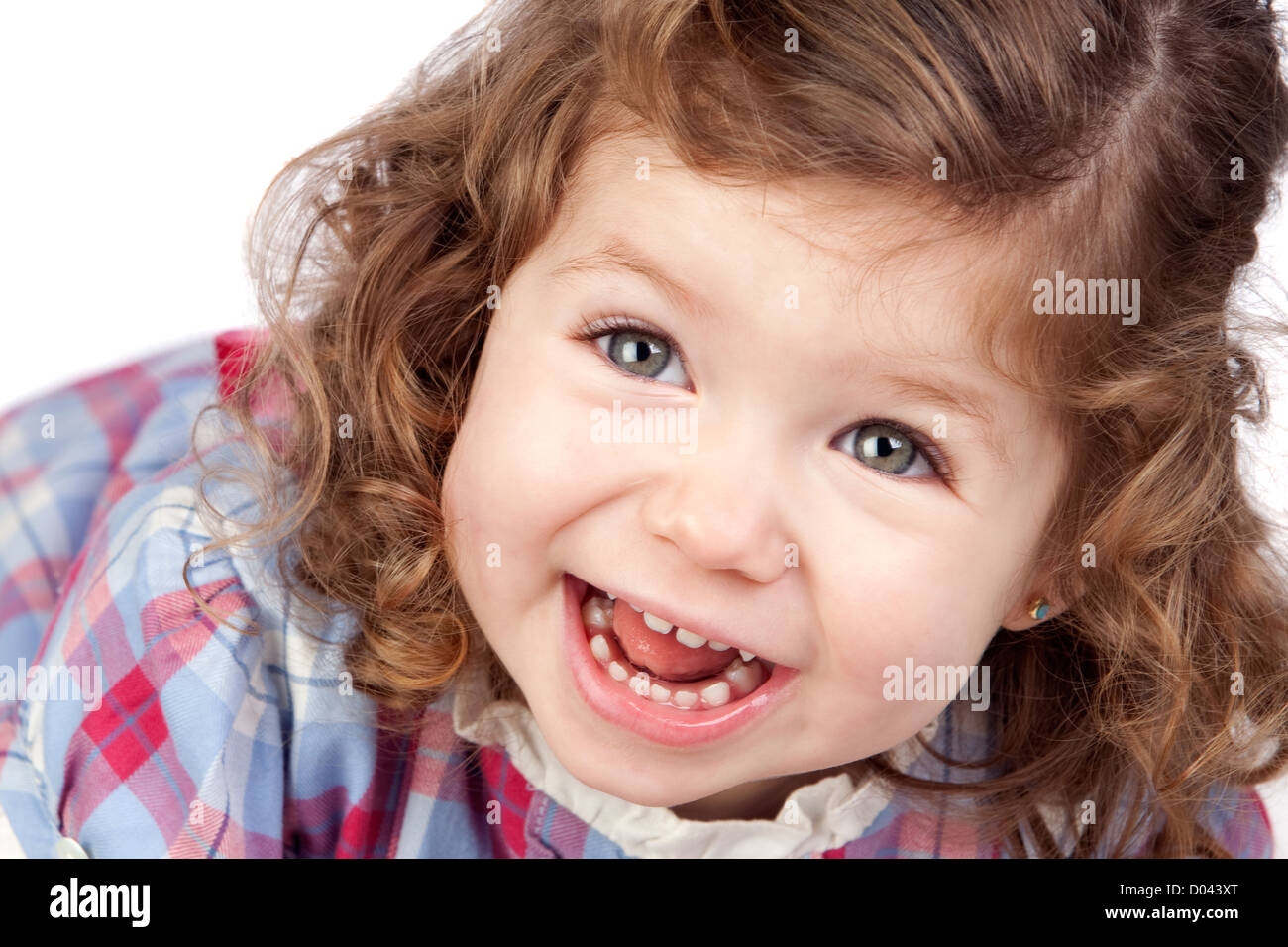 Smiling baby girl isolated over white background Stock Photo - Alamy