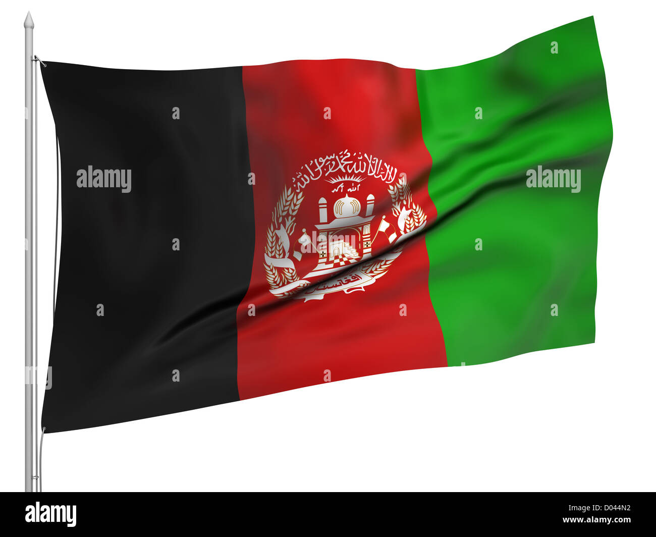 Flying Flag of Afghanistan All Countries Collection. Flag, flagstaff