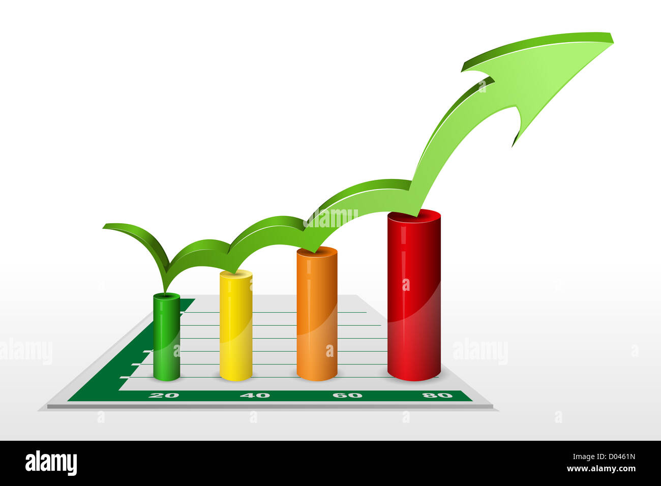 illustration of business graph with arrow on white background Stock ...