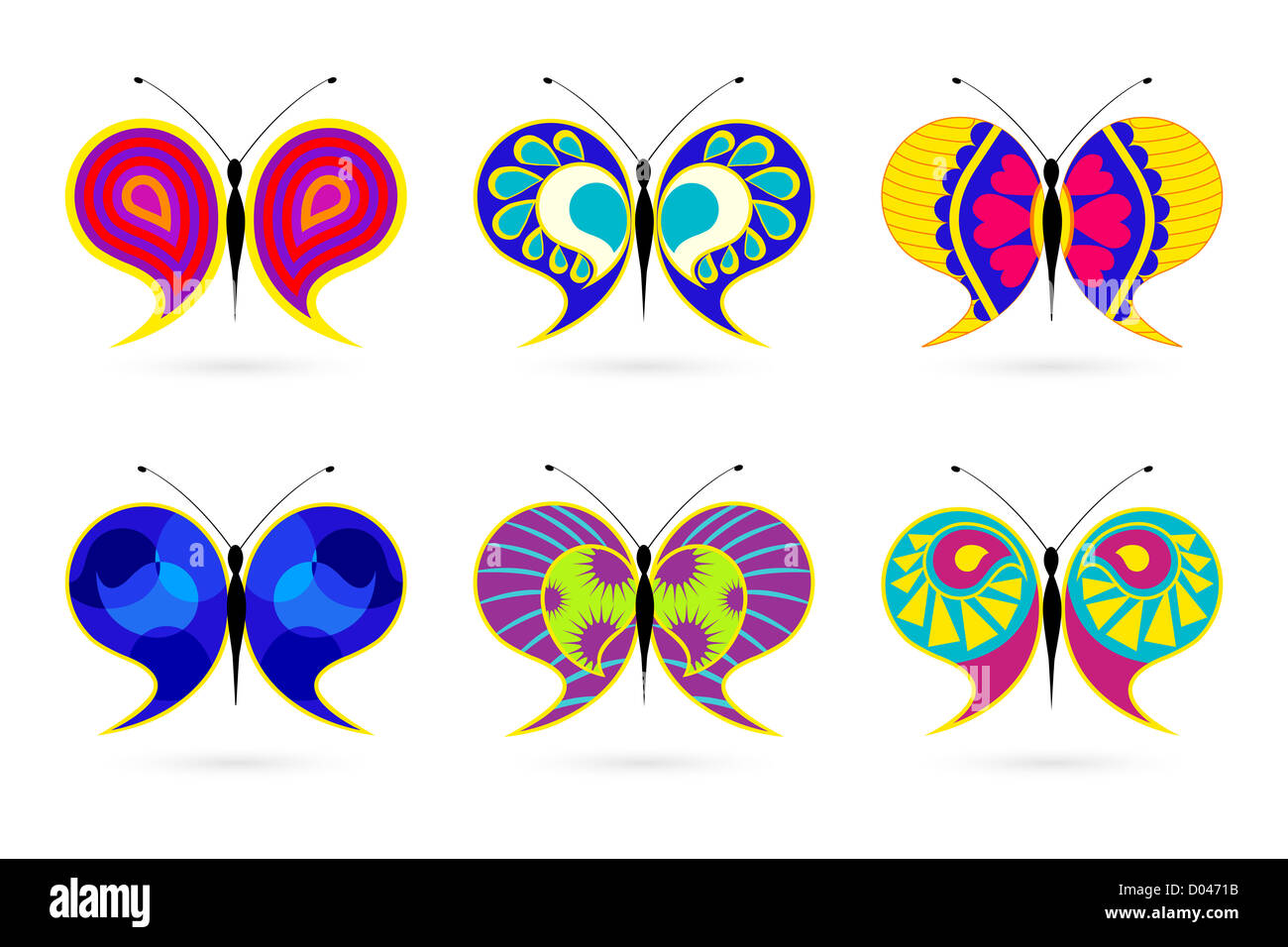 illustration of colorful butterfly on white background Stock Photo - Alamy