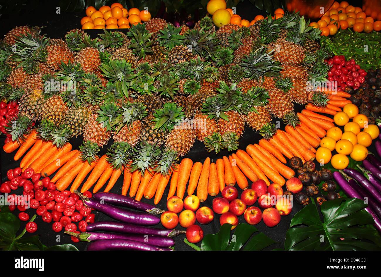 Assorted Fruits And Vegetables Decoration Design Consist Of Stock