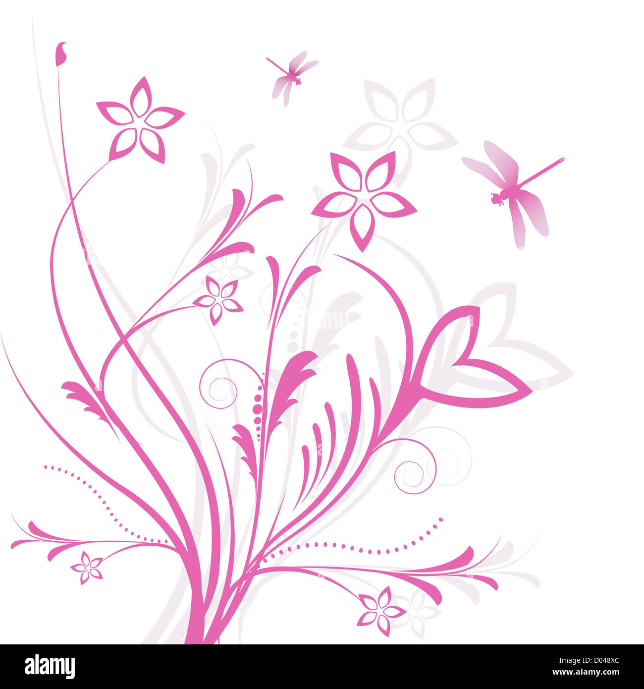 illustration of floral background with butterfly on white background ...