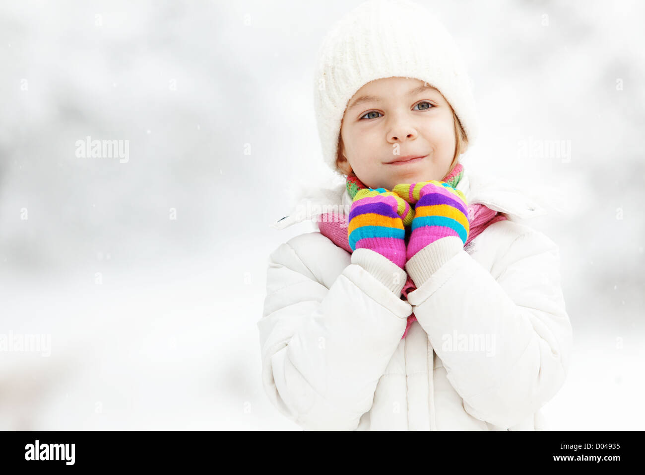 Portrait of cute little girl in winter Stock Photo - Alamy