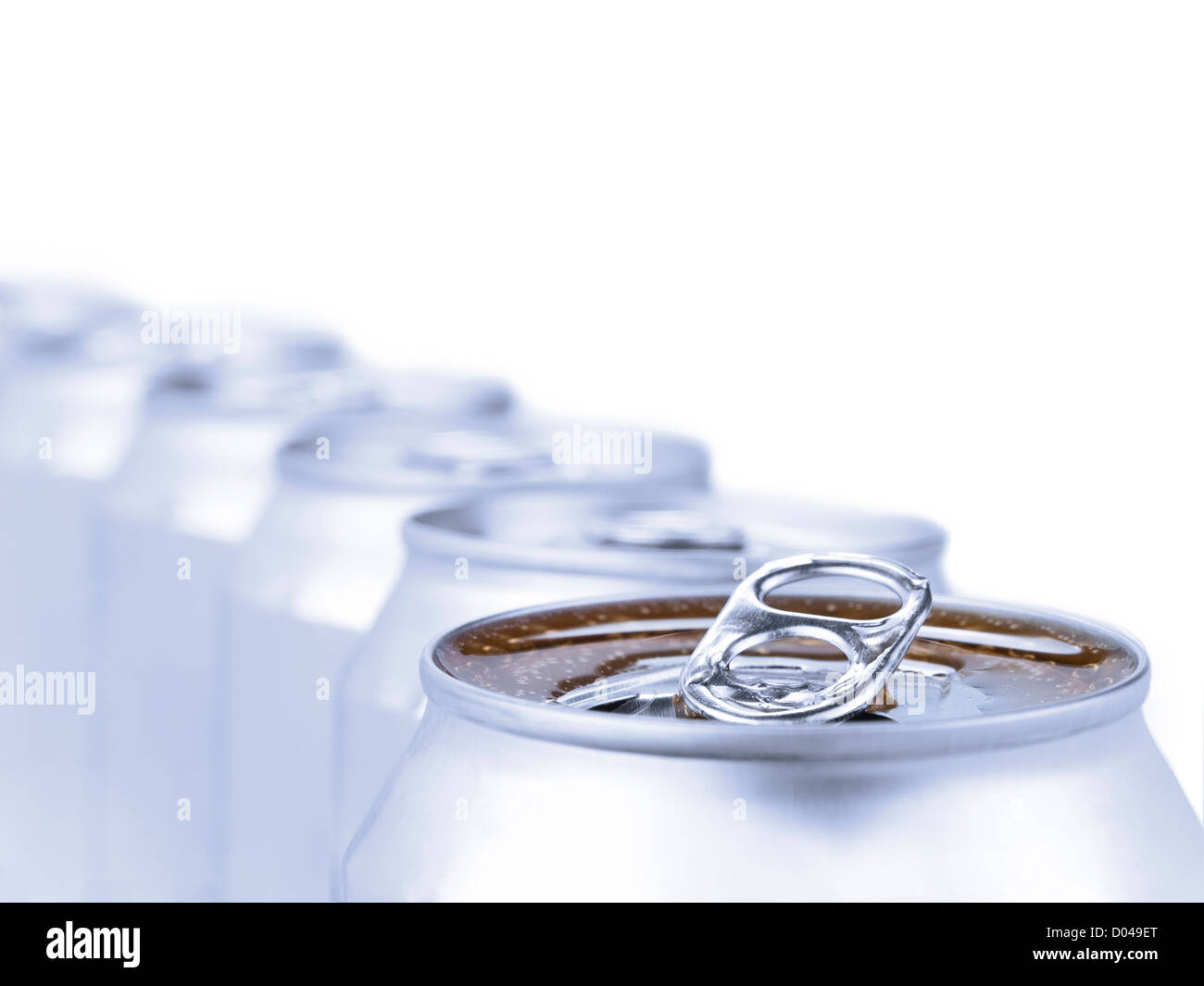 Close up view of a tin can with condensation. Isolated on white. Stock Photo