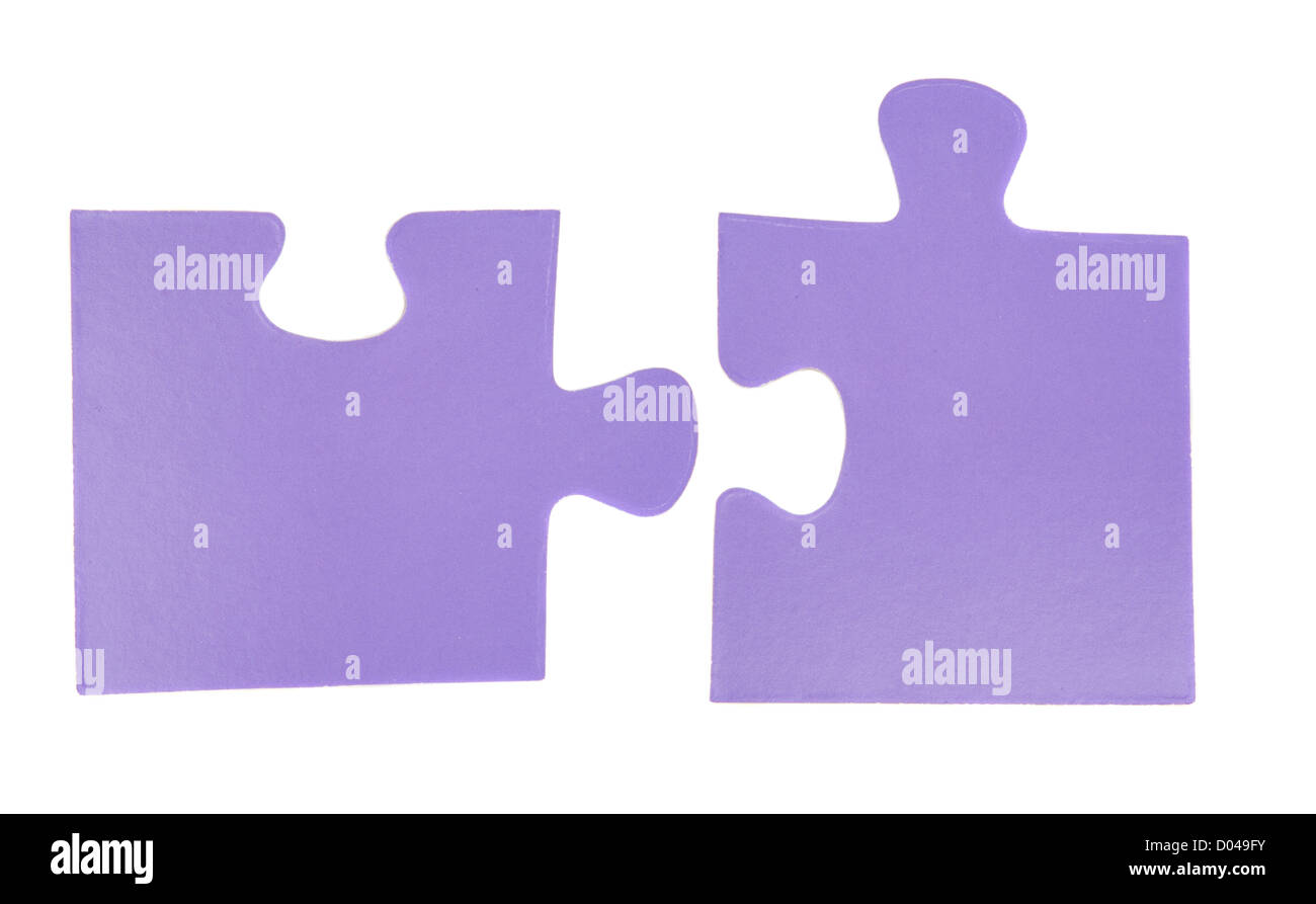 Two pieces of puzzle isolated over white Stock Photo Alamy