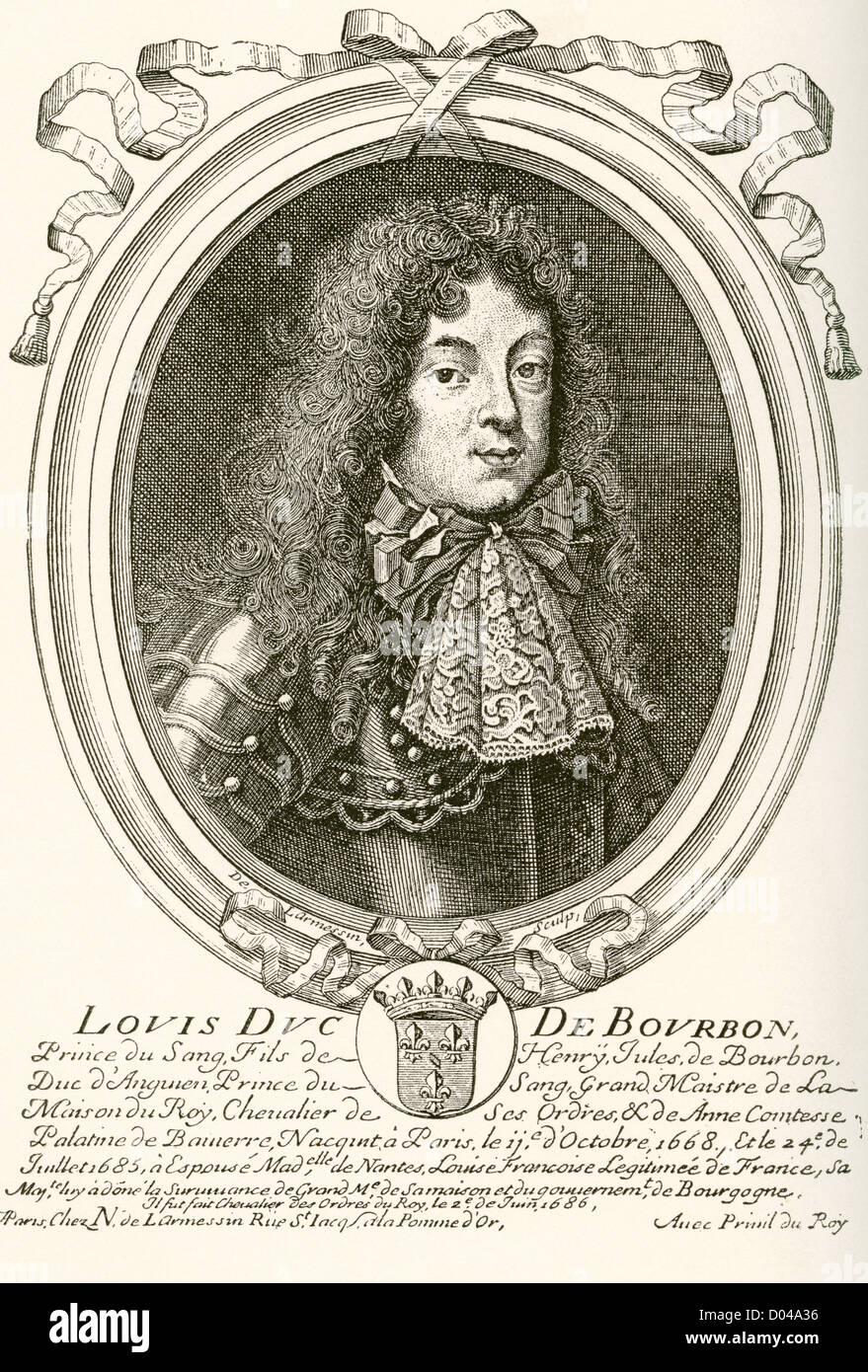 Louis de Bourbon, Prince of Condé, 1668 - 1710. Prince of the blood at the French court of Louis XIV. Stock Photo