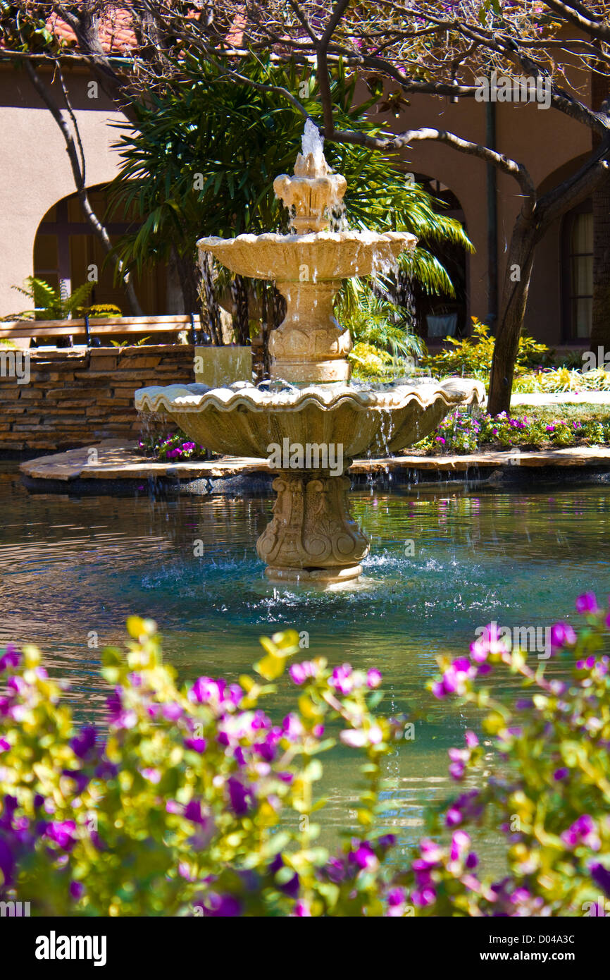An image of a courtyard fountain and flowers Stock Photo - Alamy