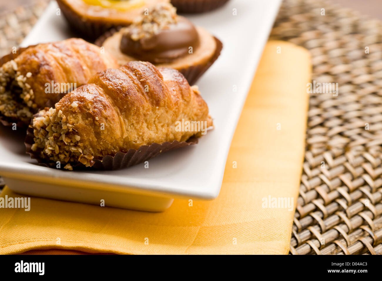 photo of different delicious pastries on the table Stock Photo