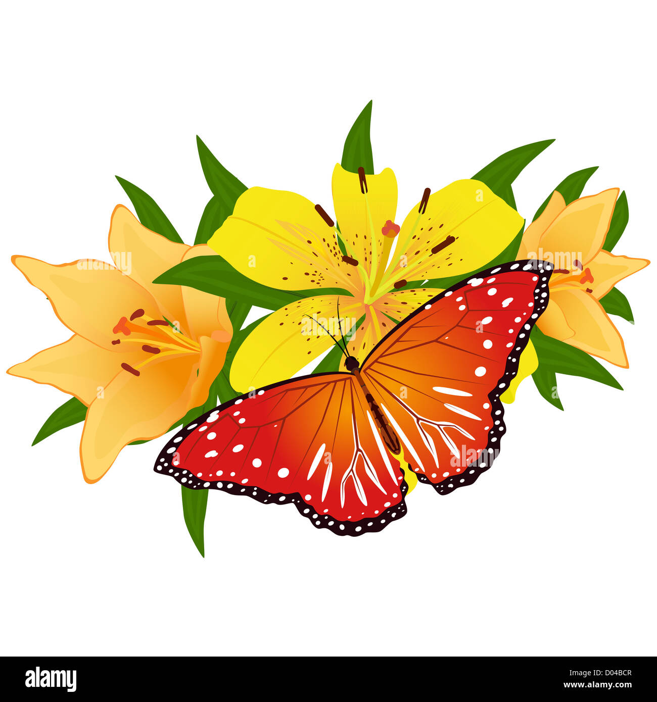 On a flower the butterfly sits. An illustration on a white background ...