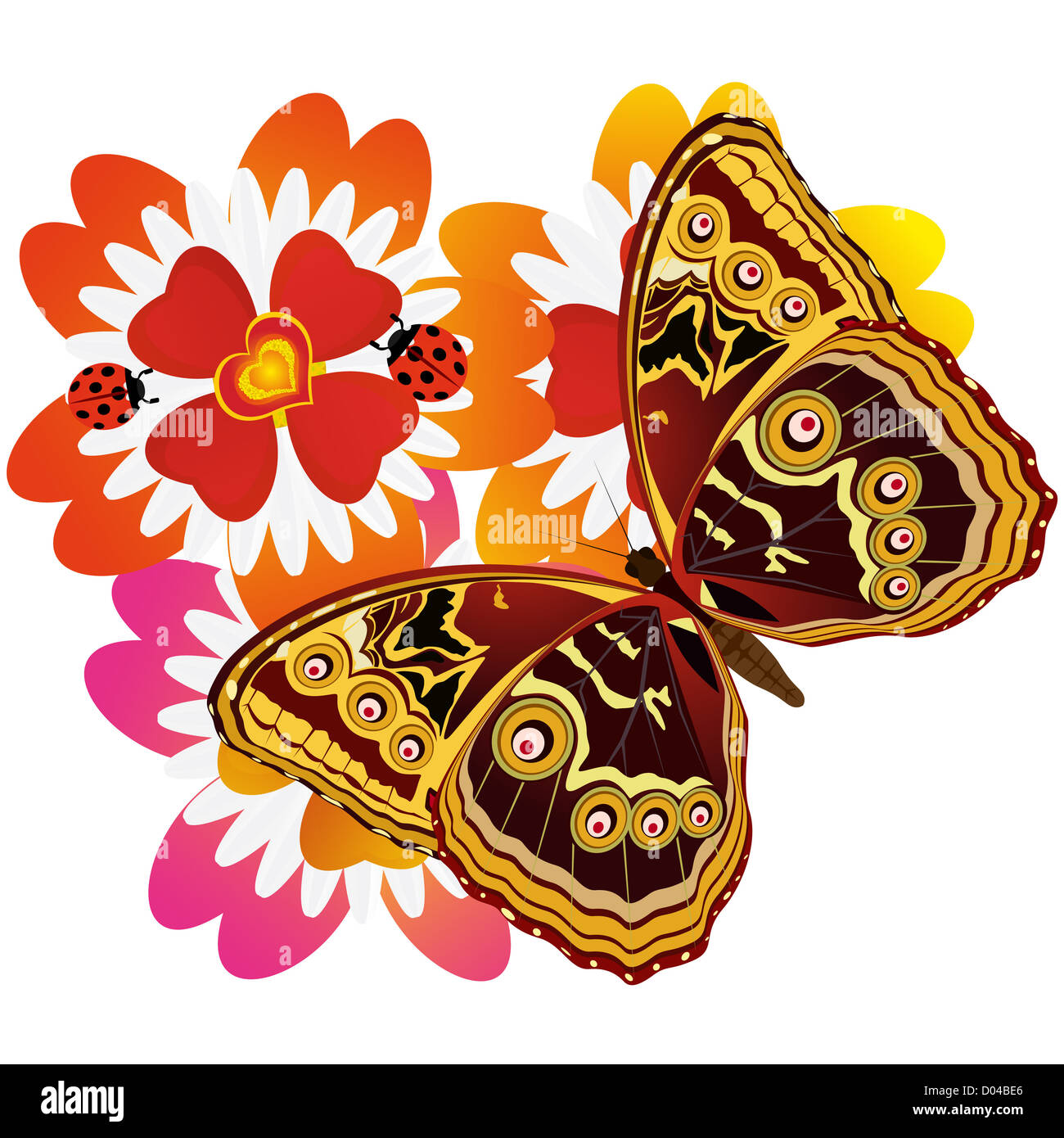 On a flower the butterfly sits. An illustration on a white background ...