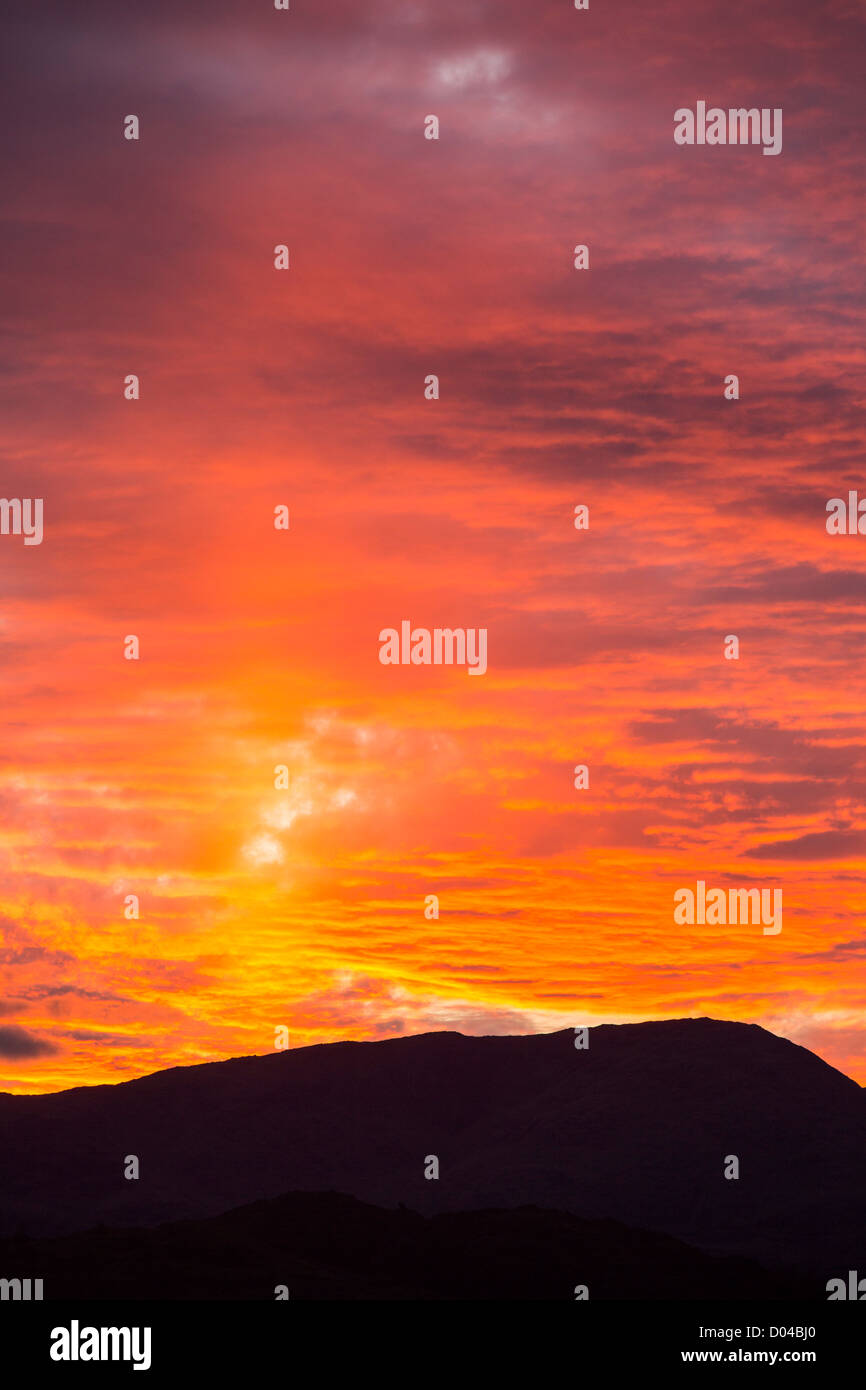 Clouds at sunset over Wetherlam from Ambleside, Lake District, UK Stock ...