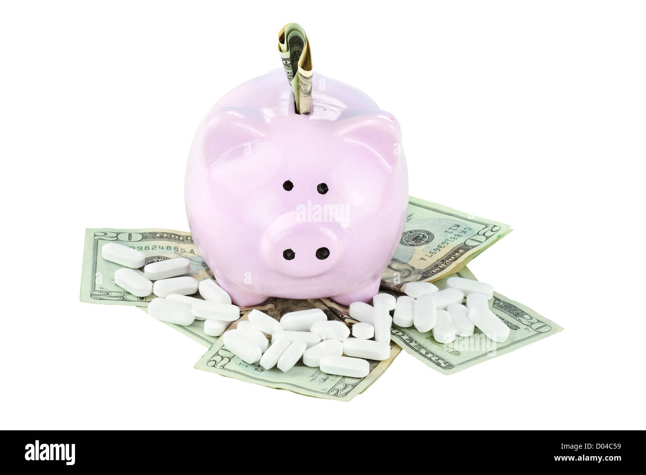 Pink piggy bank isolated on a white background with clipping path ...