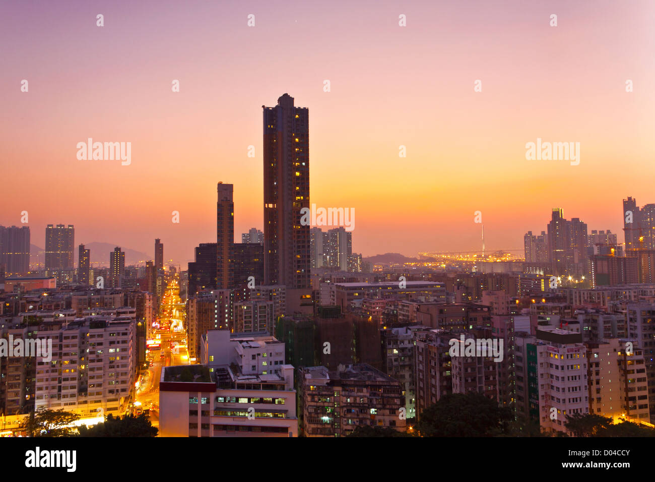 Hong Kong downtown city scene at sunset Stock Photo - Alamy