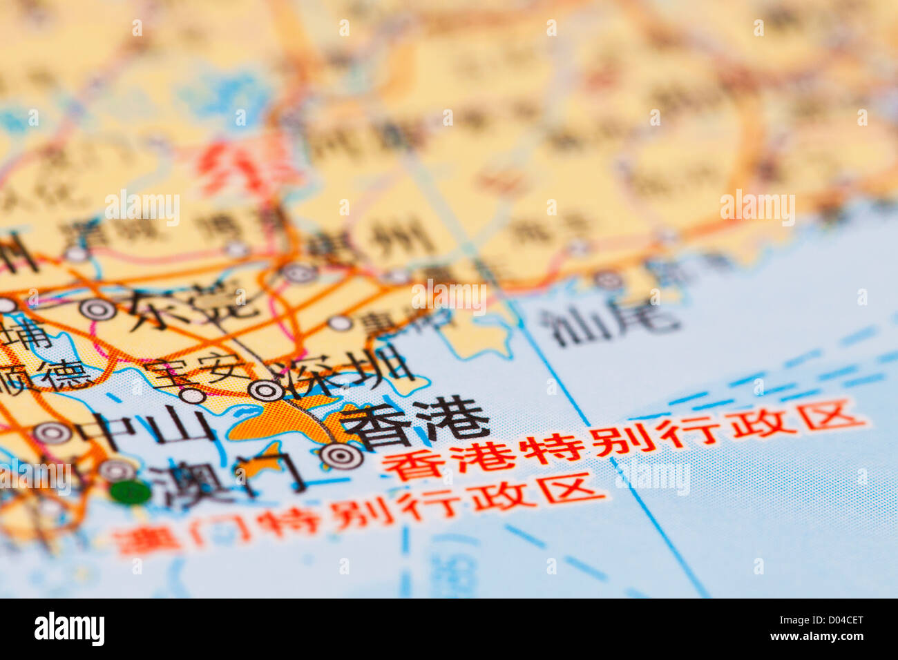 China map, Hong Kong Stock Photo