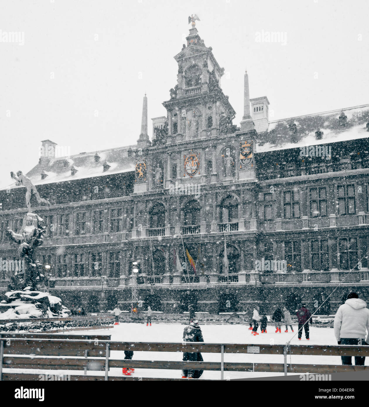 Antwerp at Winter Snowstorm. Toned image Stock Photo Alamy