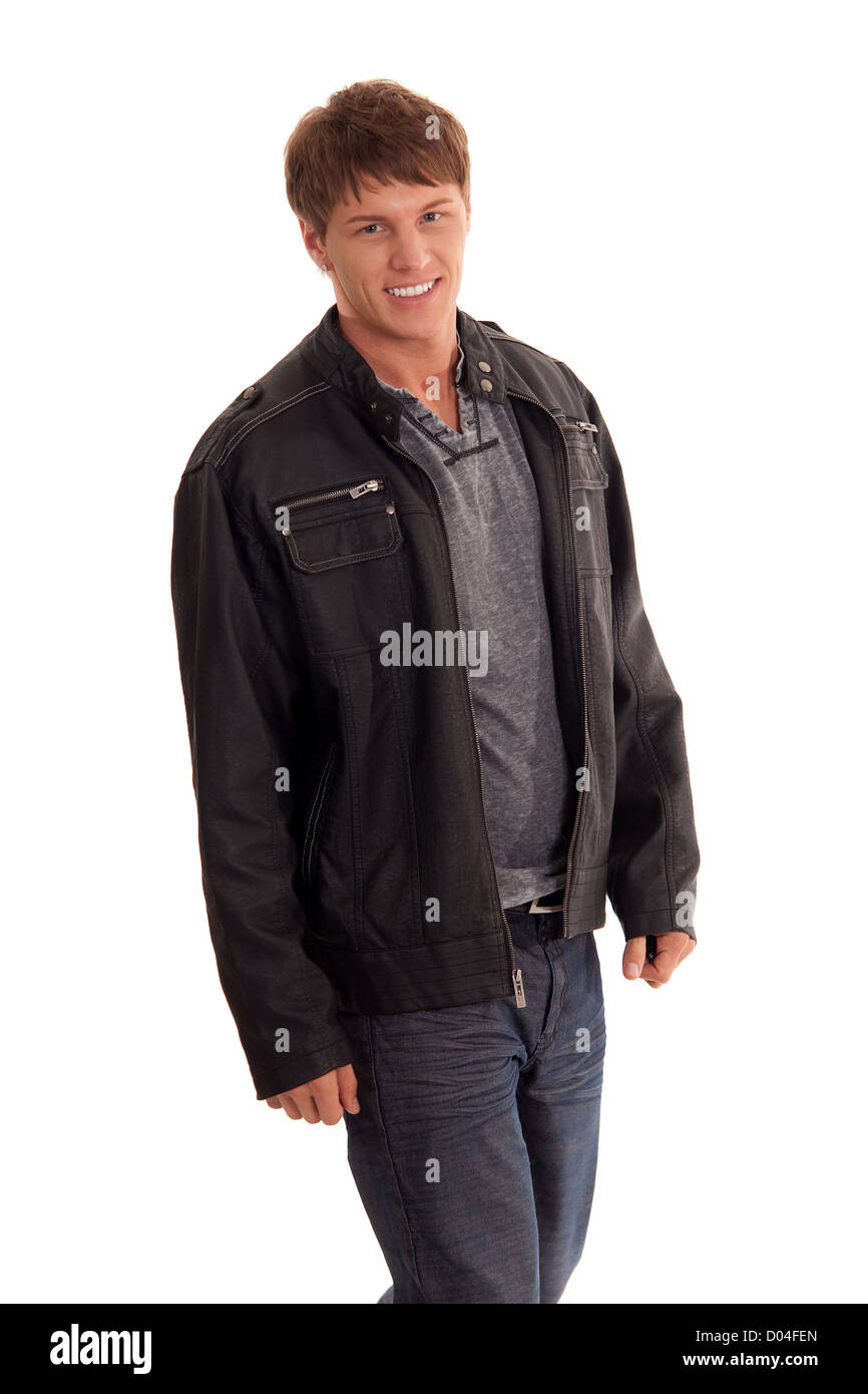 Muscular man in leather jacket hi-res stock photography and images - Alamy