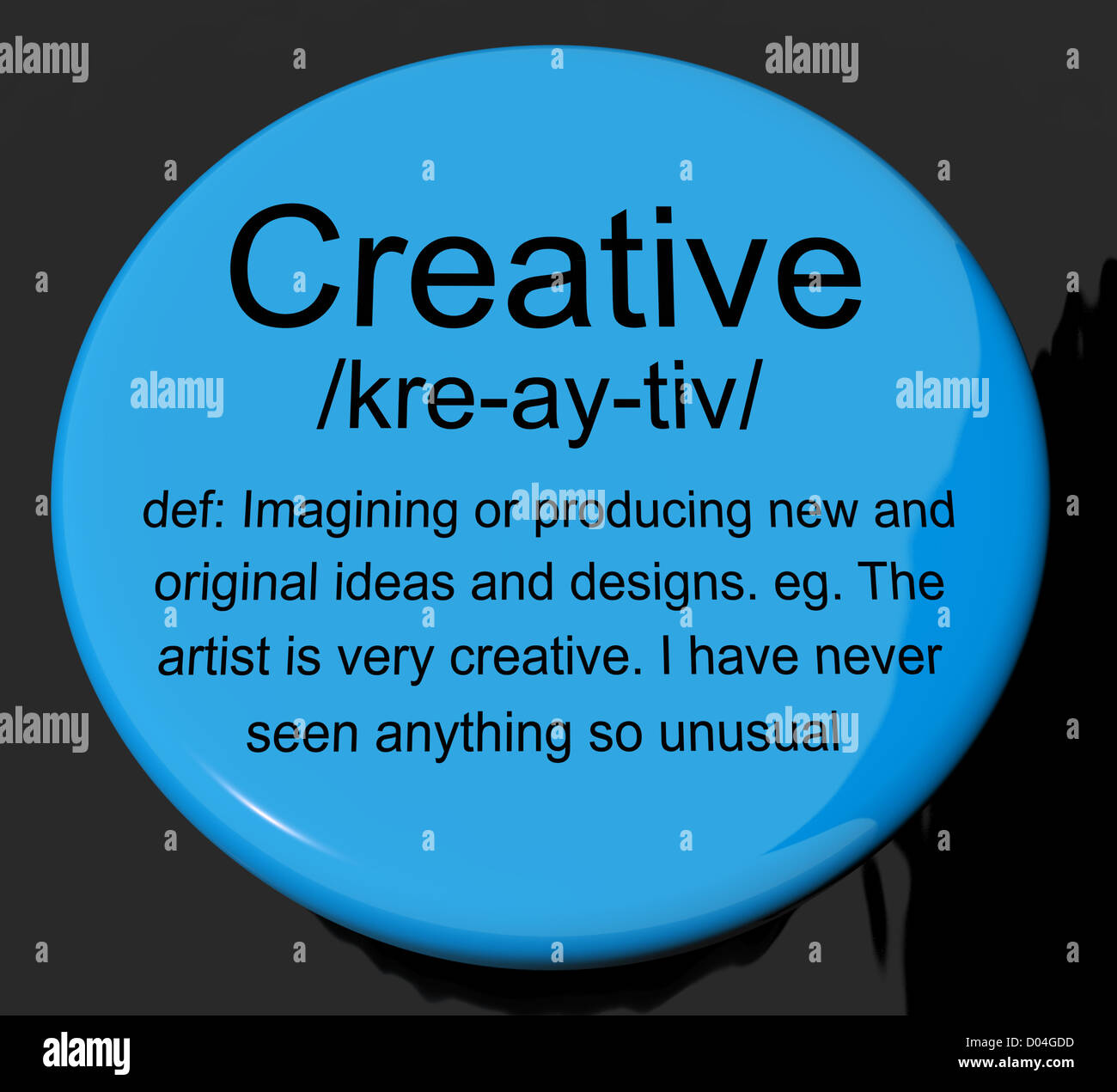 Creative Definition Button Shows Original Ideas Or Artistic Designs Stock Photo