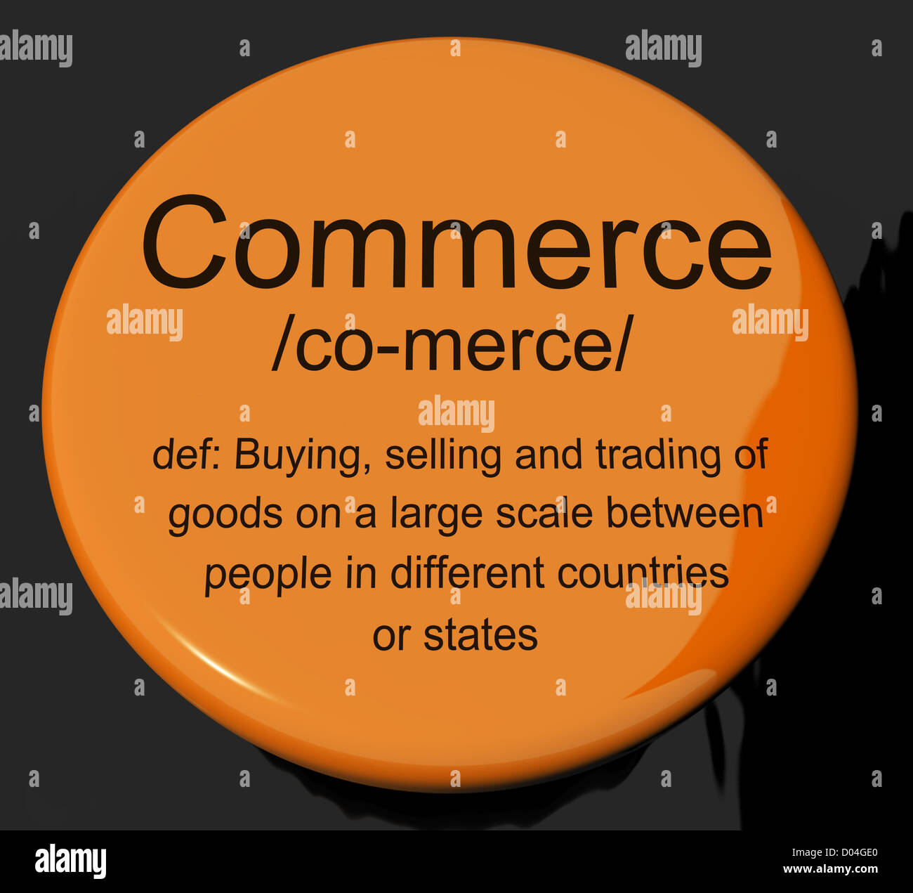 Commerce Definition Button Shows Trading Buying And Selling Stock Photo