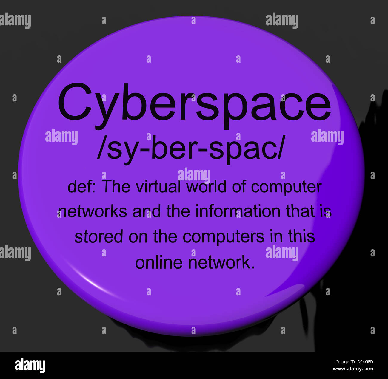 Cyberspace Definition Button Shows Virtual World Of Online Networks