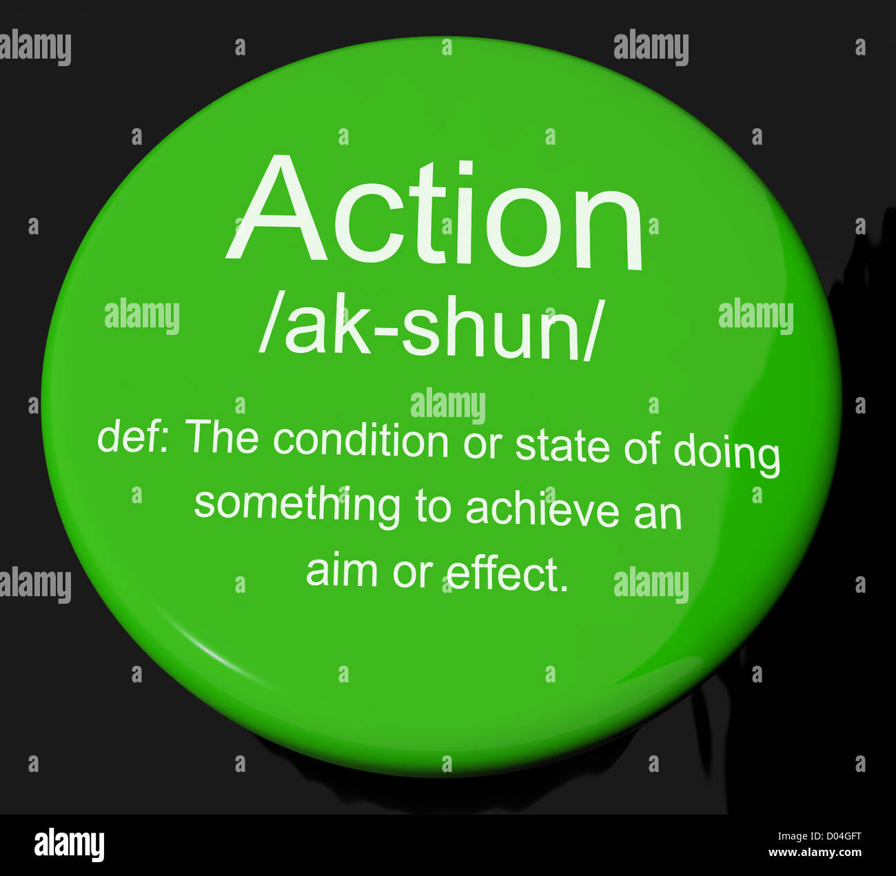 Action Definition Button Shows Acting Or Proactive Stock Photo