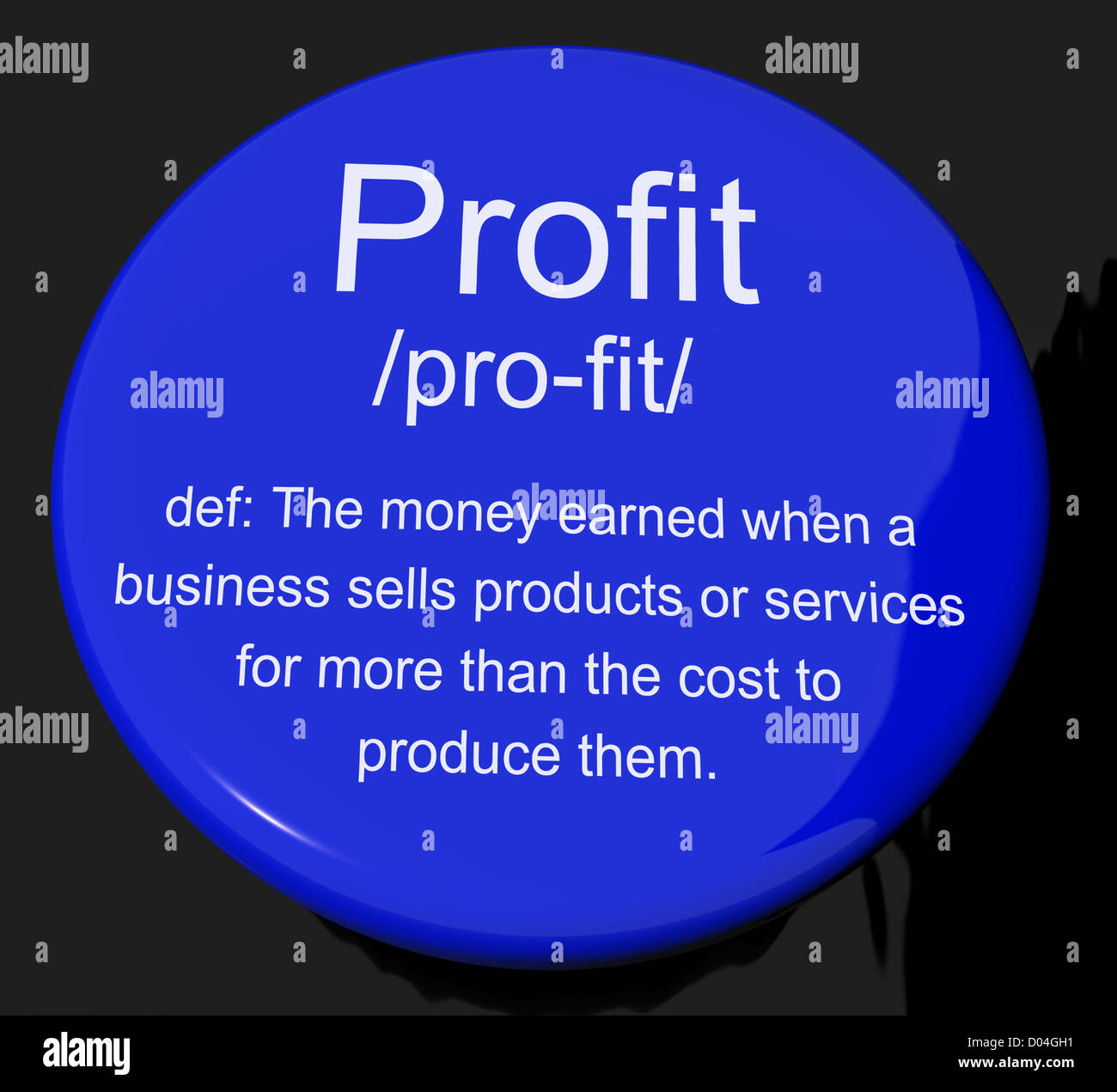 Profit Definition Button Shows Income Earned From Business Stock Photo
