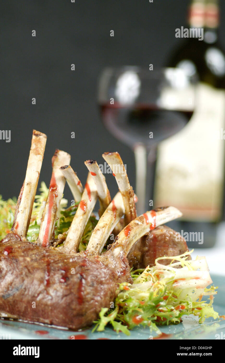 Rack of lamb with wine Stock Photo Alamy