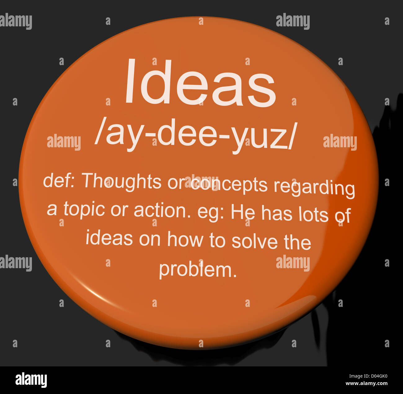 Ideas Definition Button Shows Creative Thoughts Invention And Improvement Stock Photo