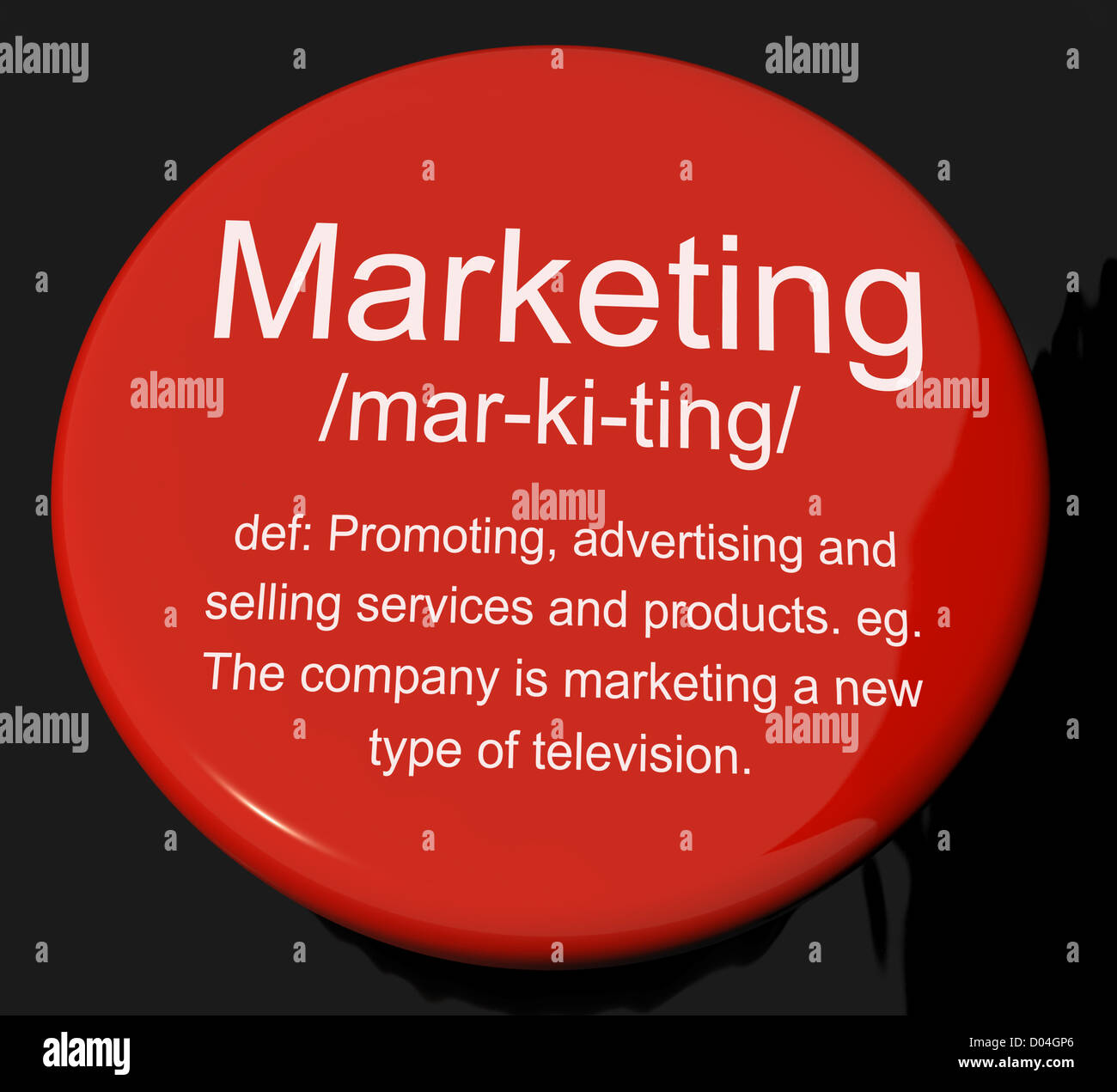 Marketing Definition Button Shows Promotion Sales And Advertising Stock