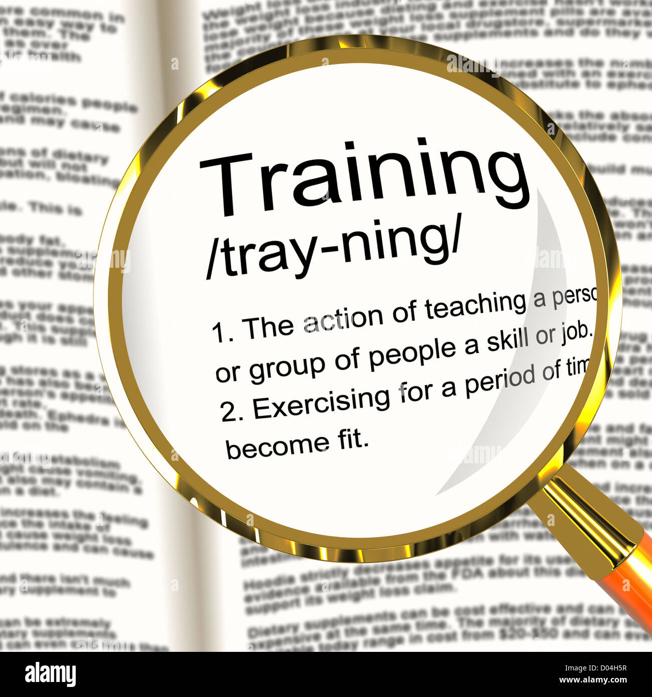Training Definition Magnifier Shows Education Instruction Or Coaching