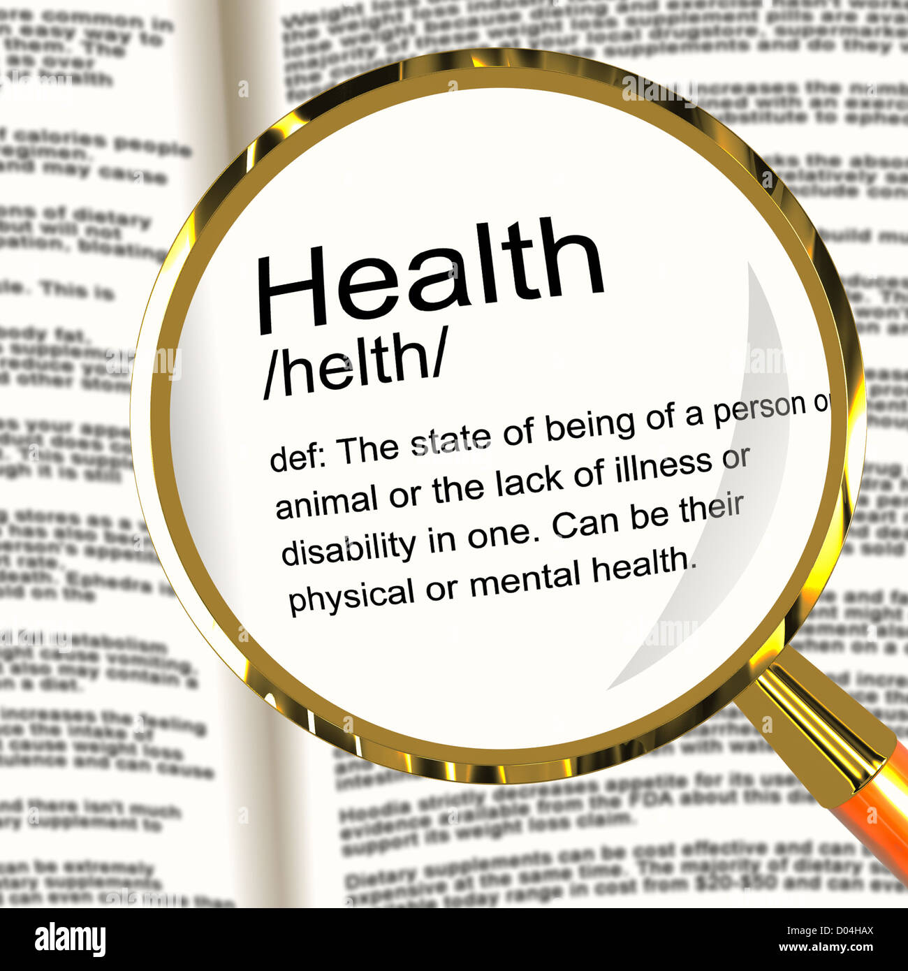 Health Definition Magnifier Shows Wellbeing Fit Condition Or Healthy
