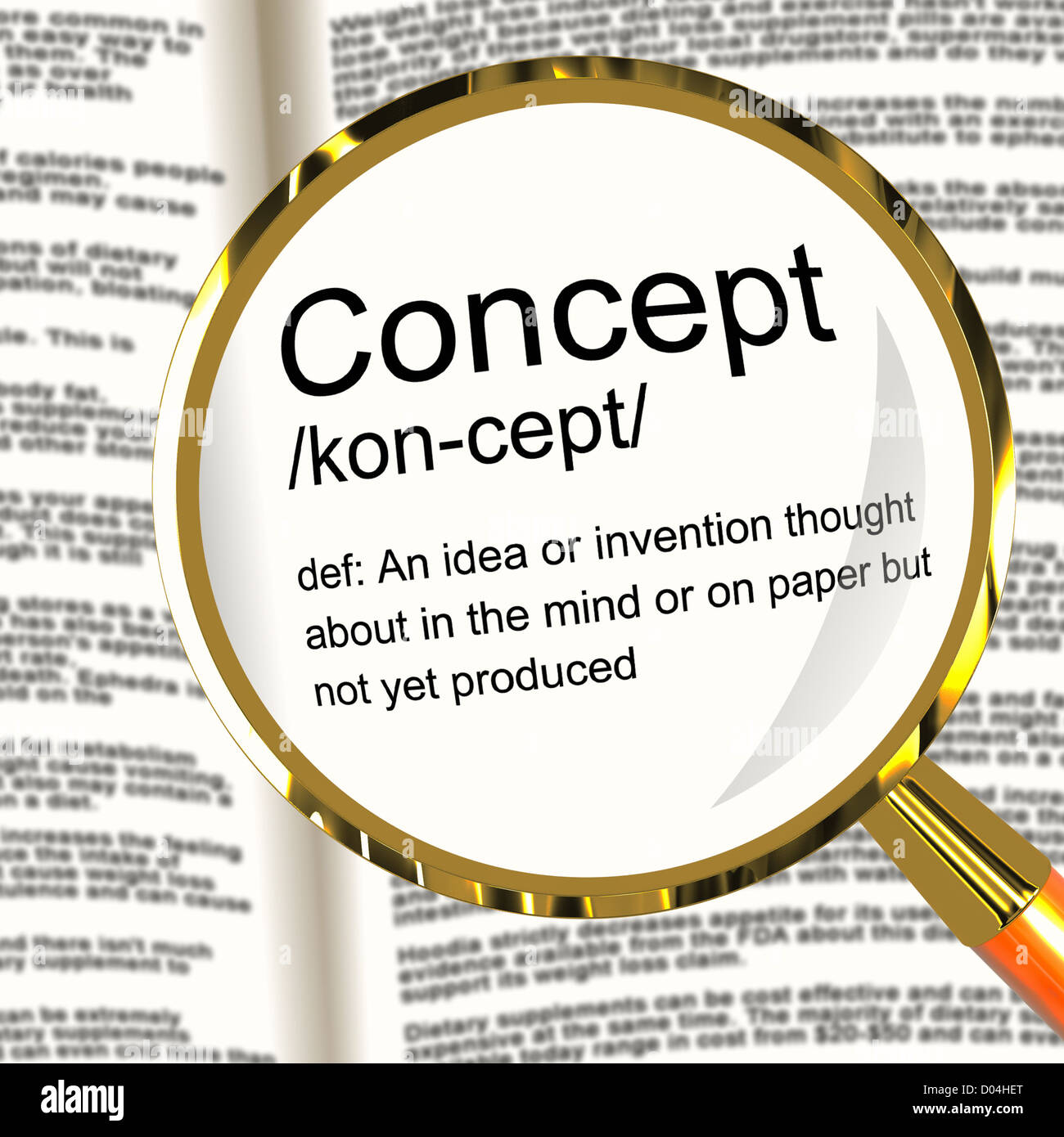 Concept Definition Magnifier Shows Ideas Thoughts Or Invention Stock