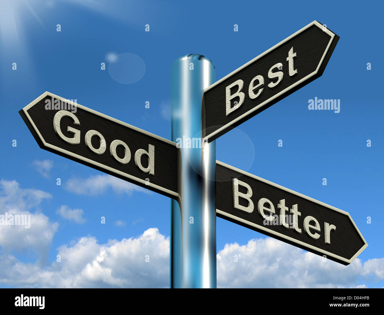 Good Better Best Signpost Representing Ratings And Improvement Stock Photo