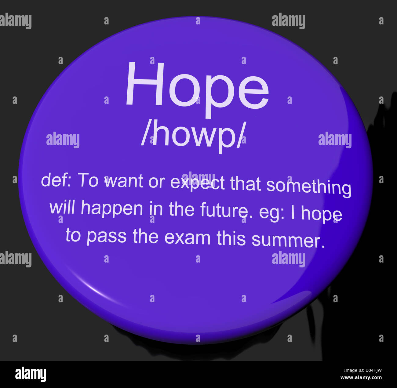 Hope Definition Button Shows Wishes Wants And Hopes Stock Photo