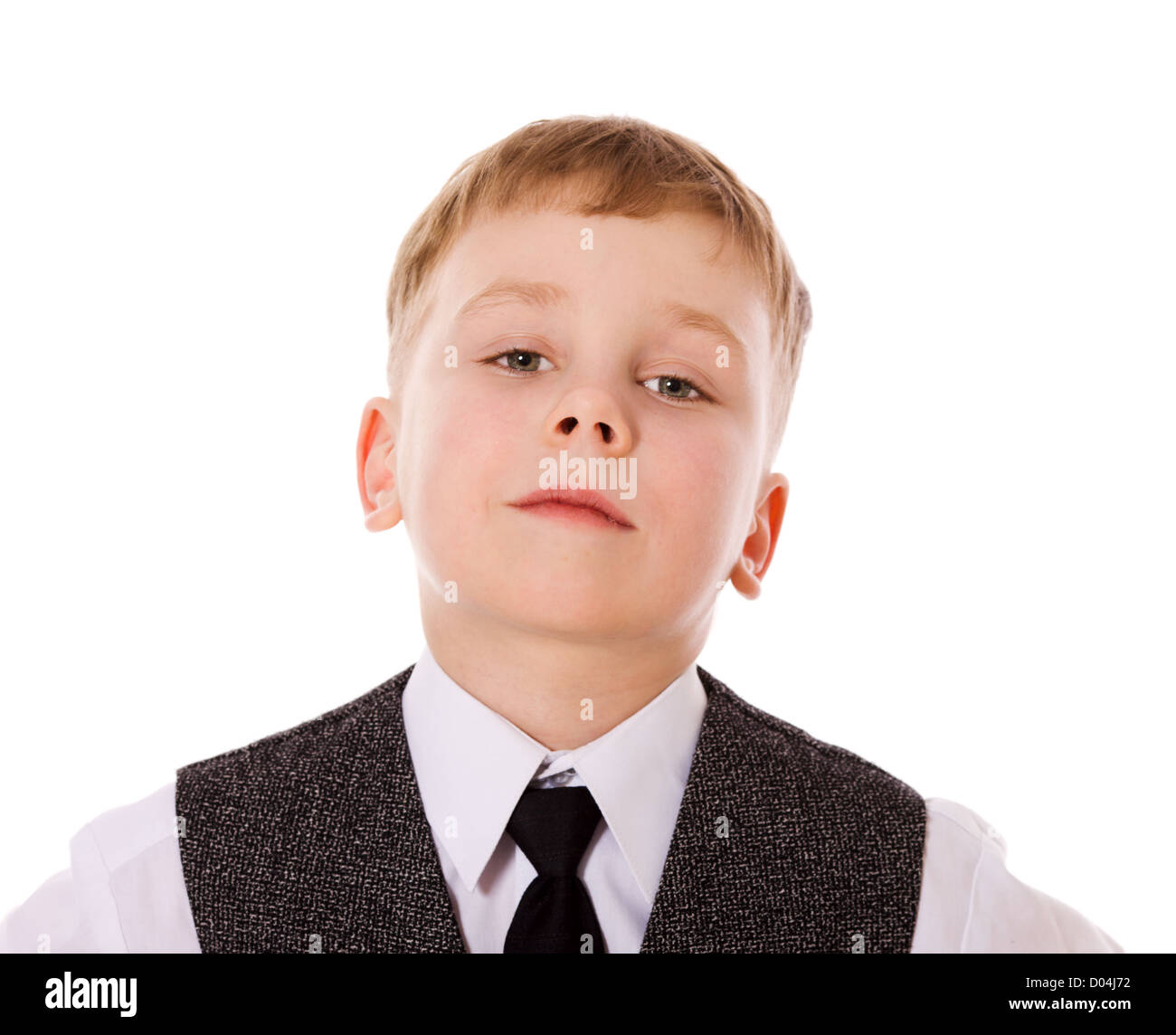 little School boy isolated on white Stock Photo