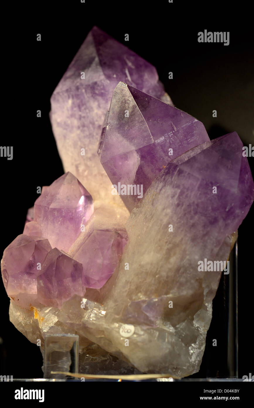 Crystals of amethyst, a variety of quartz SiO2. Stock Photo