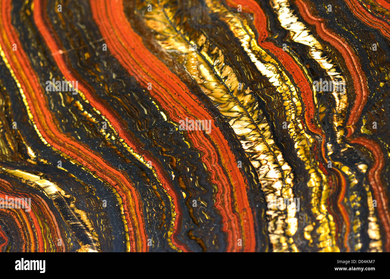Polished surface of banded iron formation from Australia Stock Photo