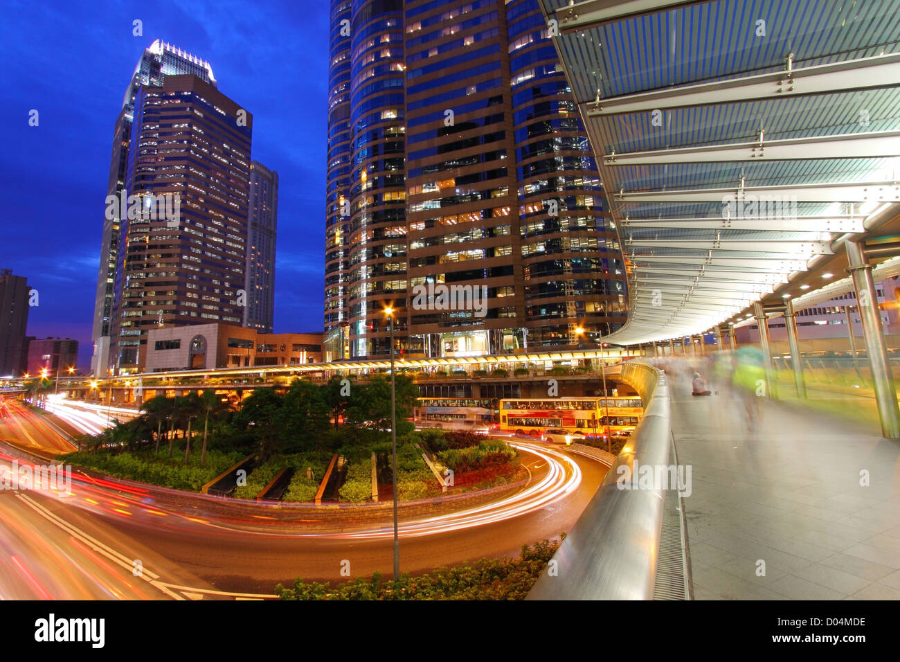 Traffic through downtown of Hong Kong at night Stock Photo - Alamy