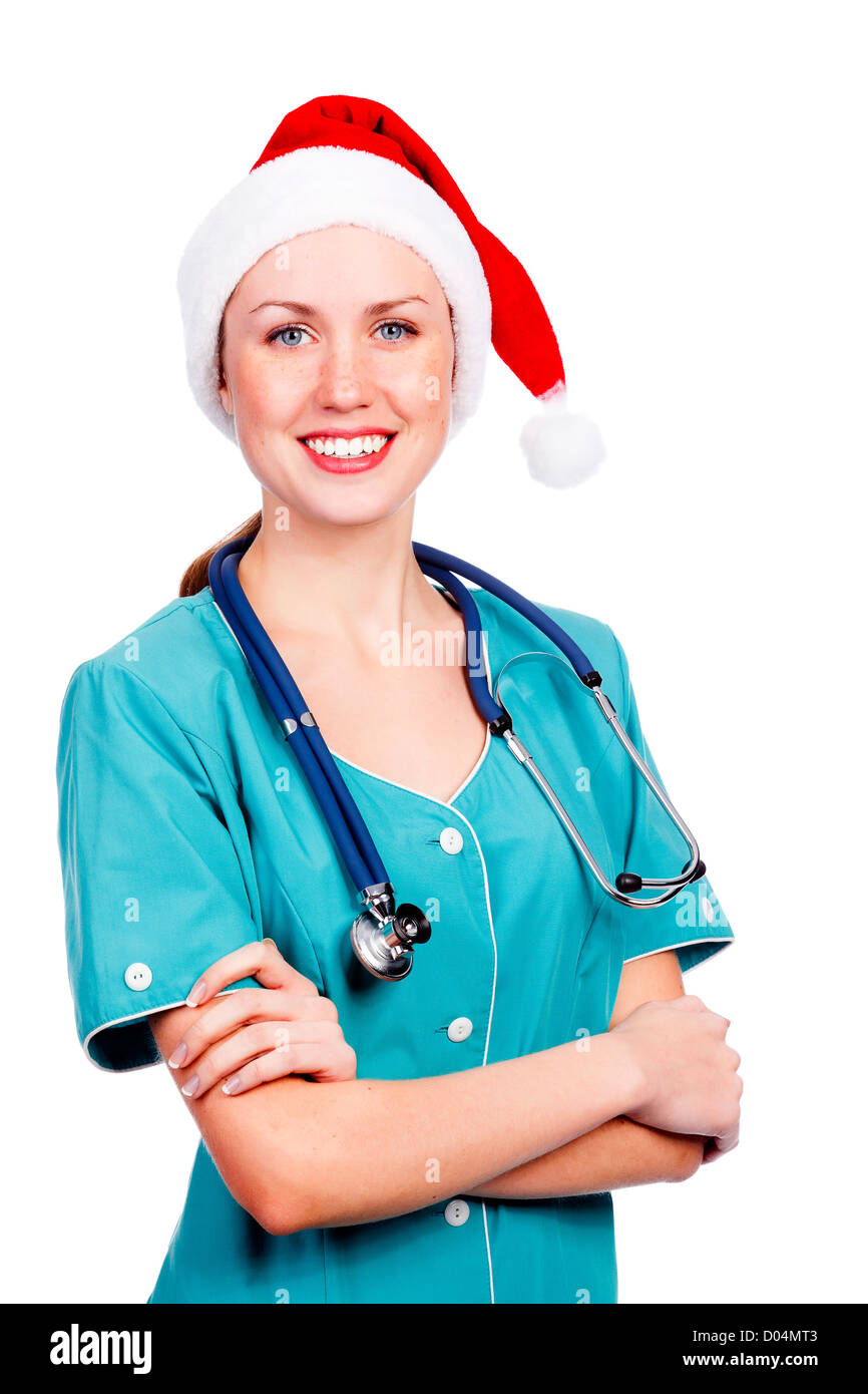 Christmas doctor, isolated over a white background Stock Photo Alamy