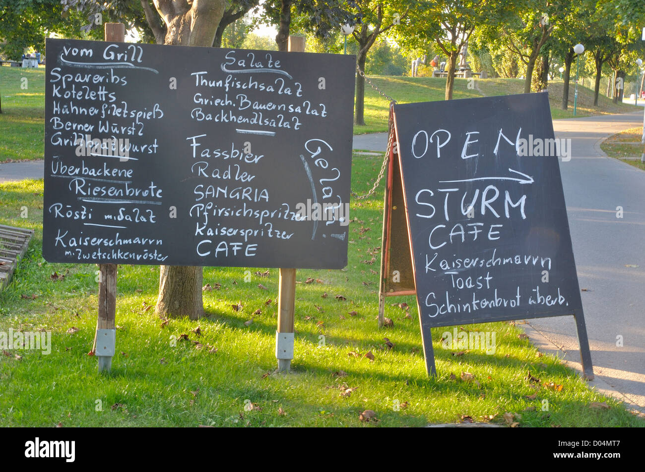 Menu of a Danube island restaurant Stock Photo - Alamy