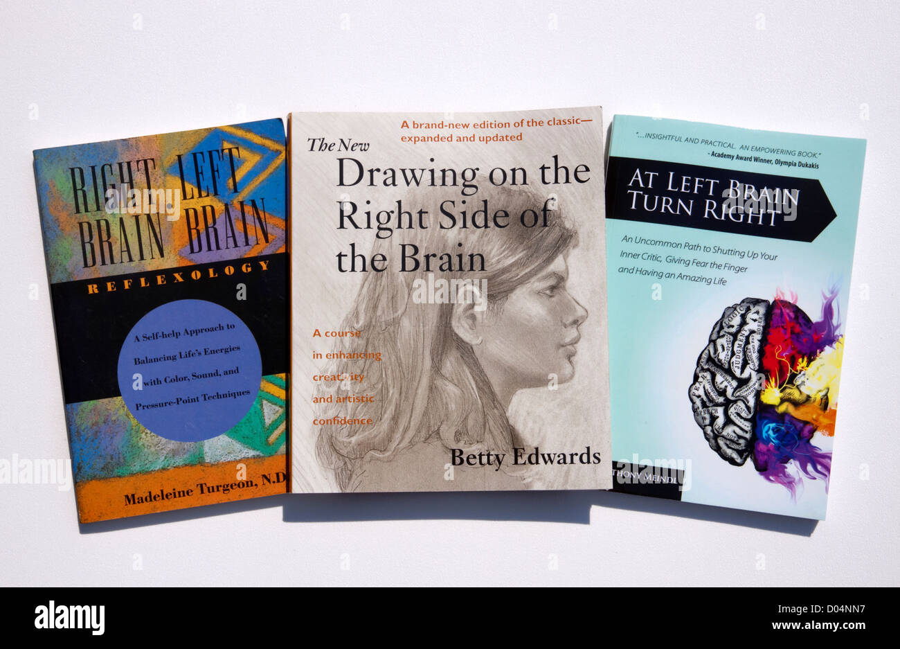 Popular books dealing with hemisphere dominance known as 'right brain' and 'left brain' theory. Stock Photo