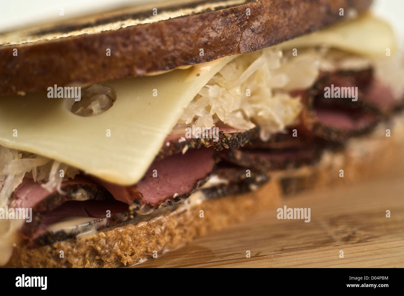 Roast beef sandwich on swirl rye bread Stock Photo Alamy