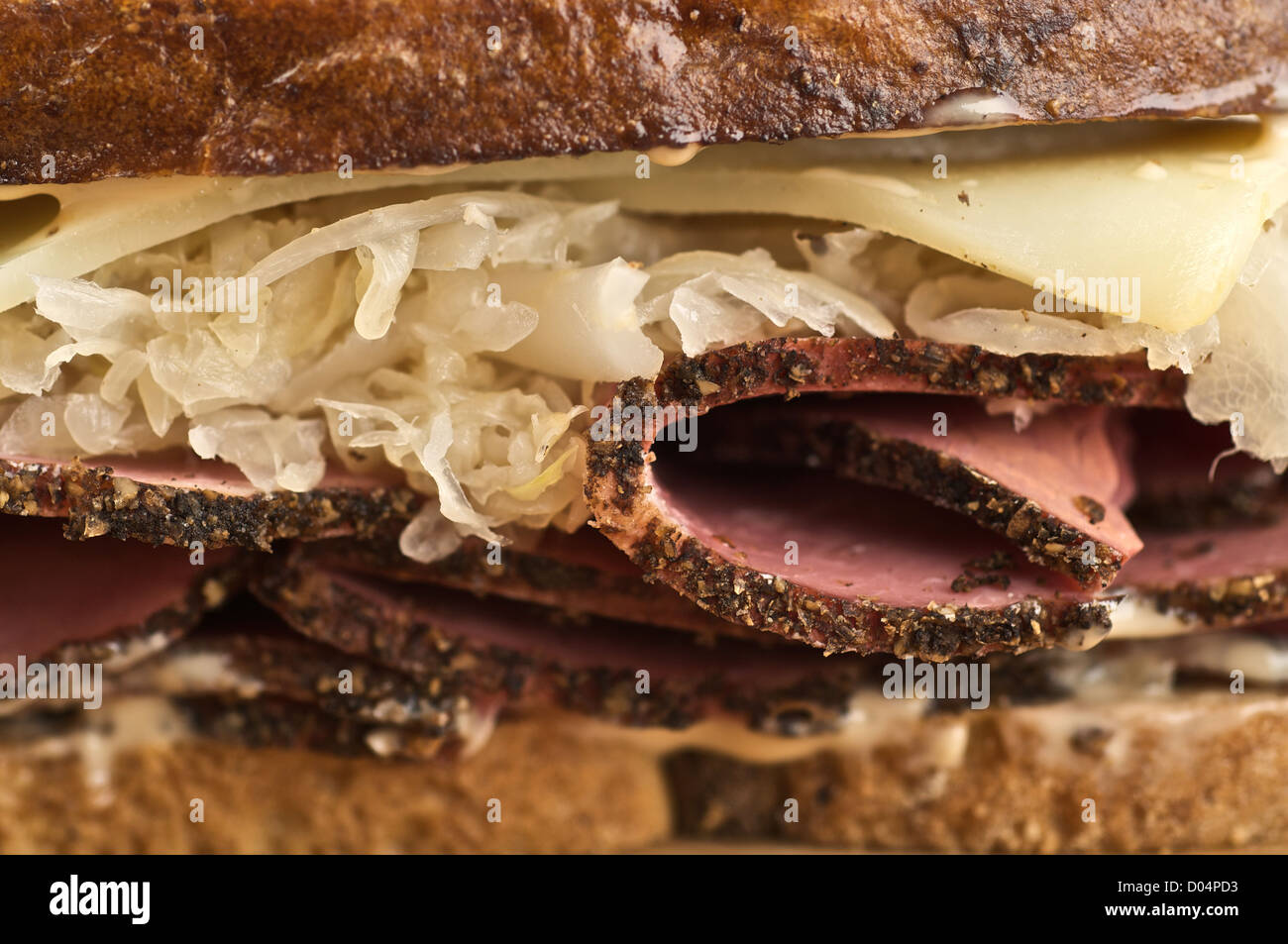 Roast beef sandwich on swirl rye bread Stock Photo Alamy
