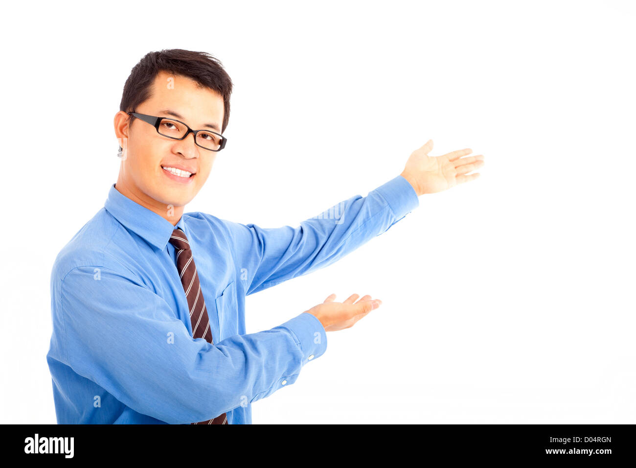 asian young business man showing something Stock Photo Alamy