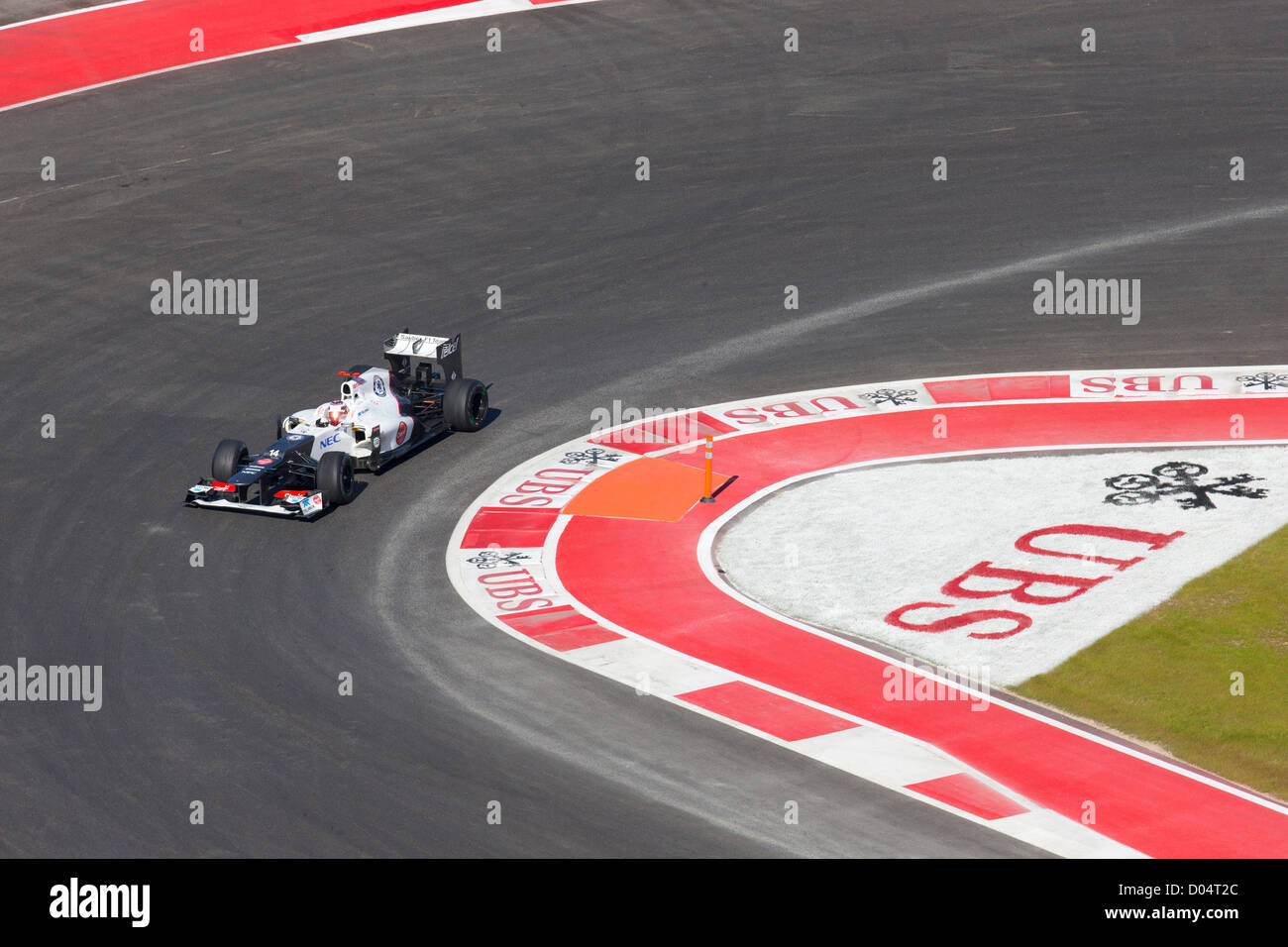 Kamui Kobayashi in the Sauber F1 car during practice for the Formula One United States Grand Prix at Circuit of the Americas Stock Photo