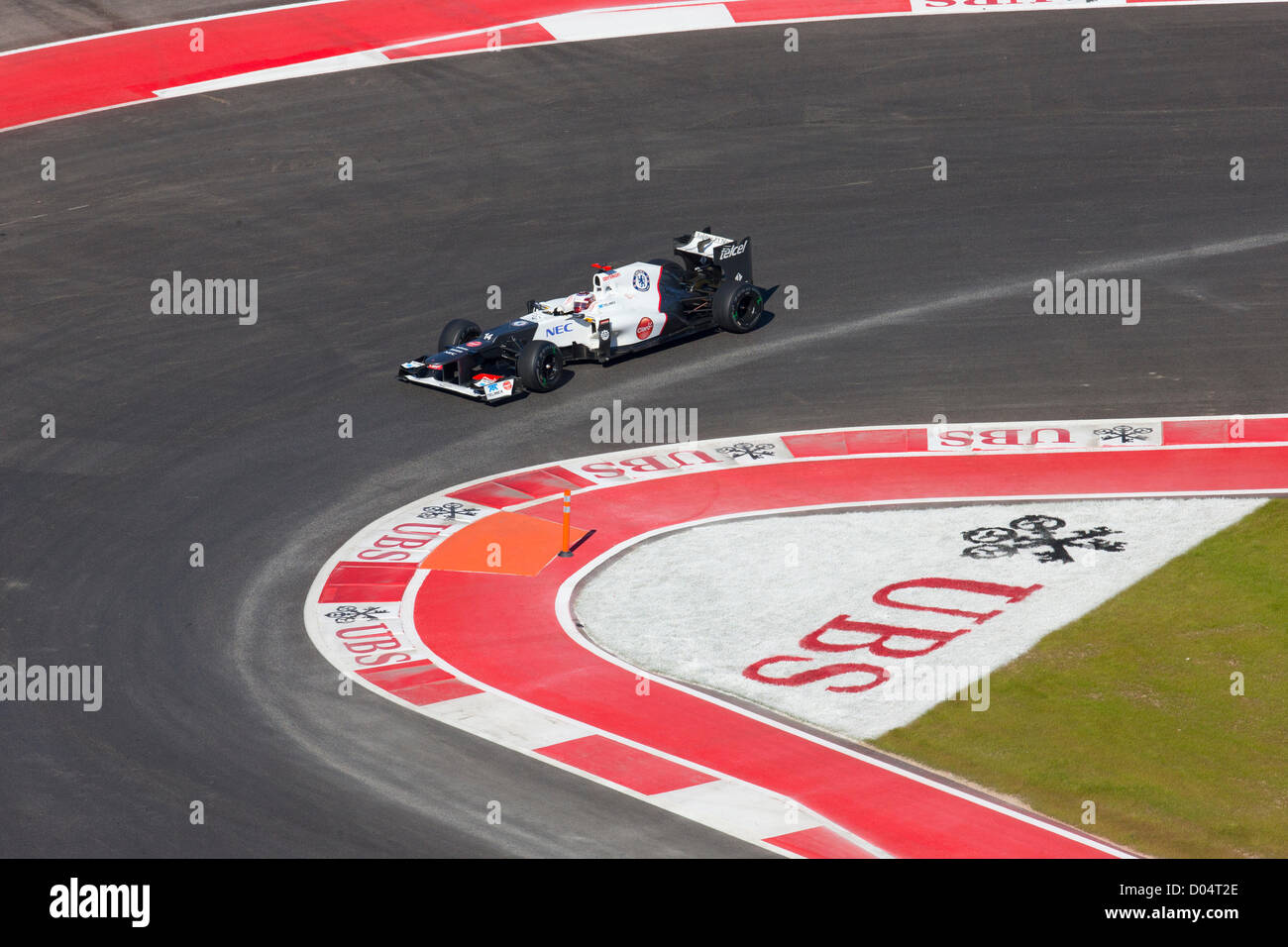 Kamui Kobayashi in the Sauber F1 car during practice for the Formula One United States Grand Prix at Circuit of the Americas Stock Photo