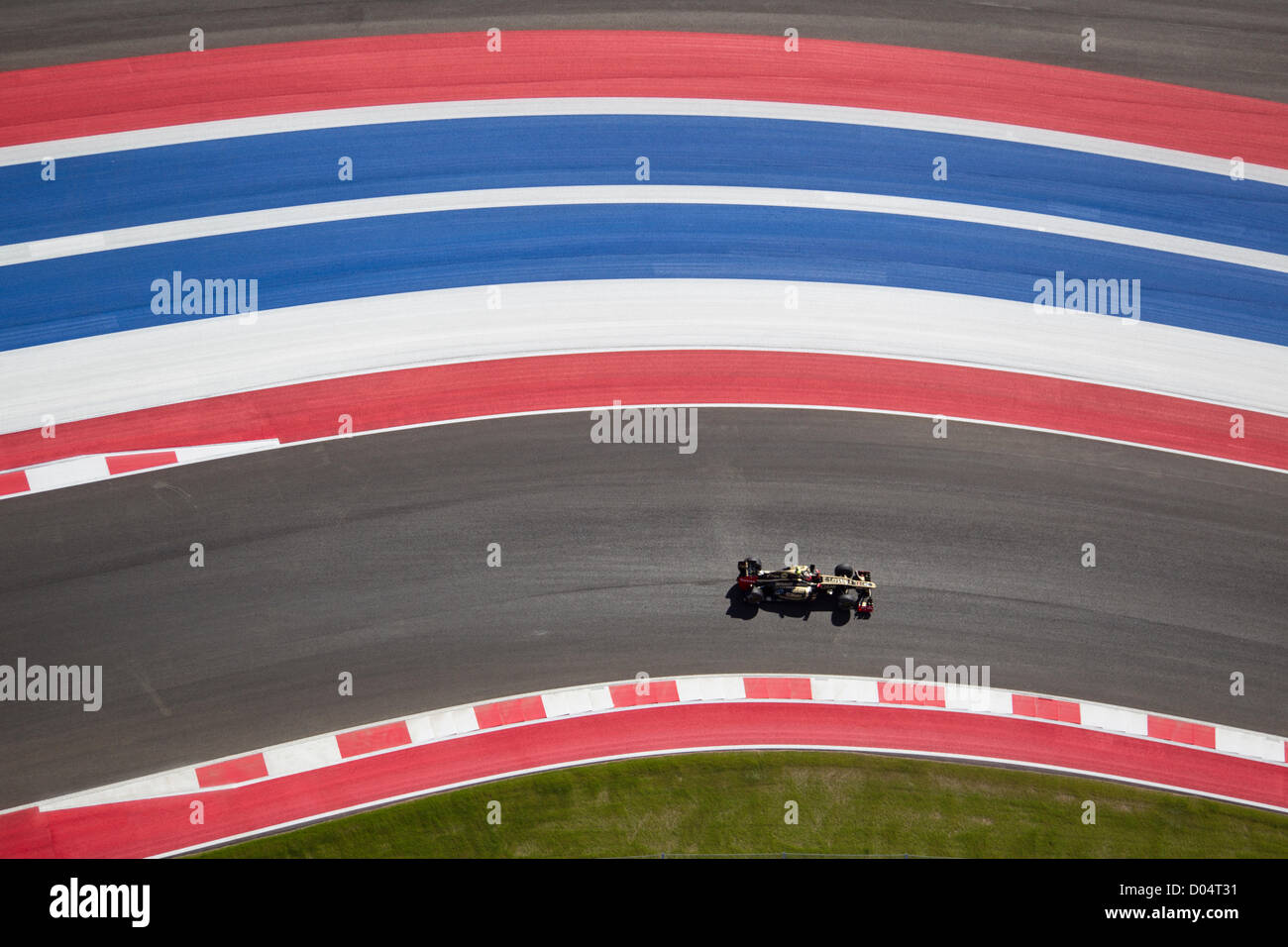 Driver Kimi Raikkonen of Lotus during practice for the F1 United States Grand Prix at Circuit of the Americas near Austin Stock Photo
