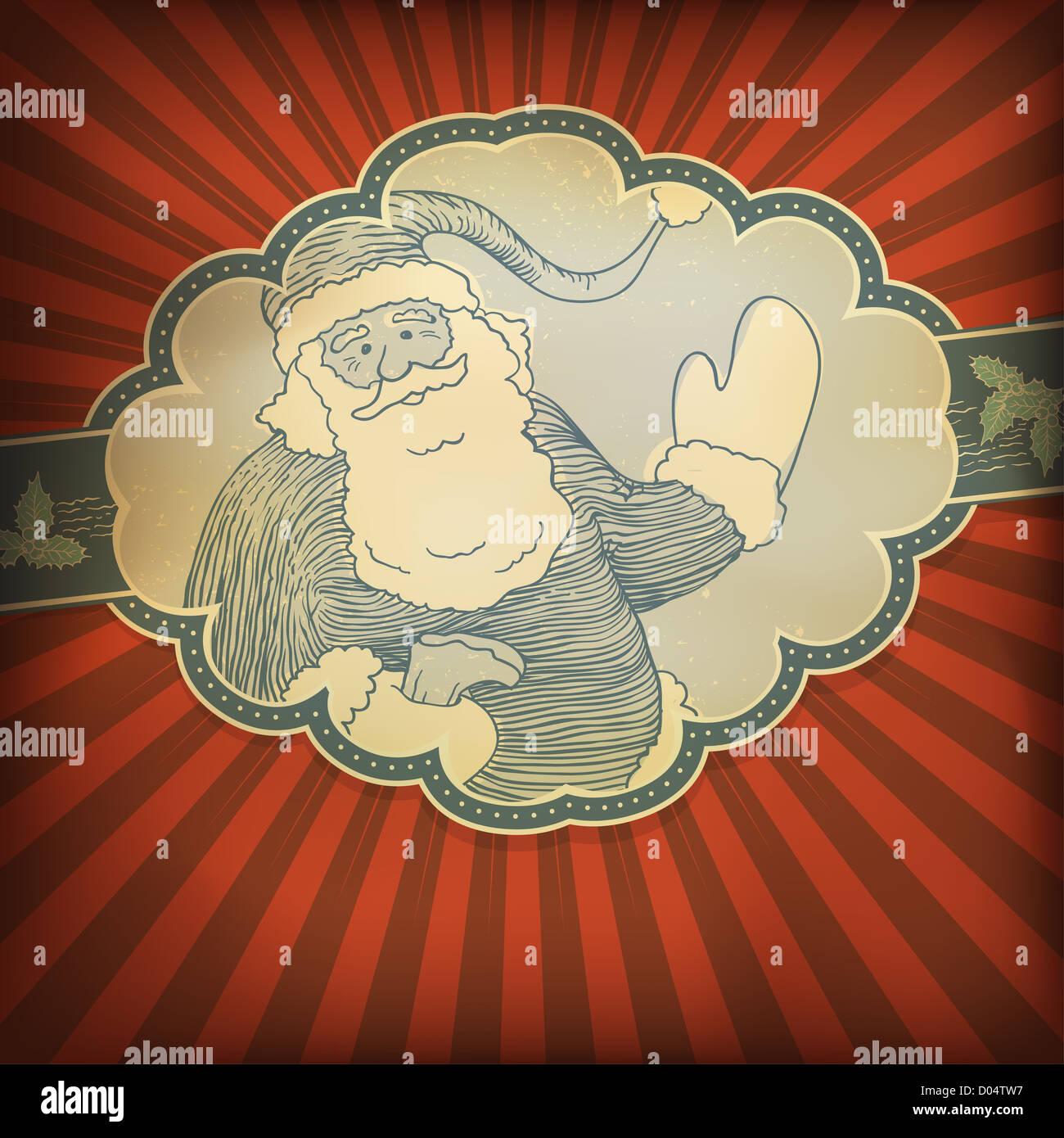 Santa Claus retro styled illustration Stock Photo